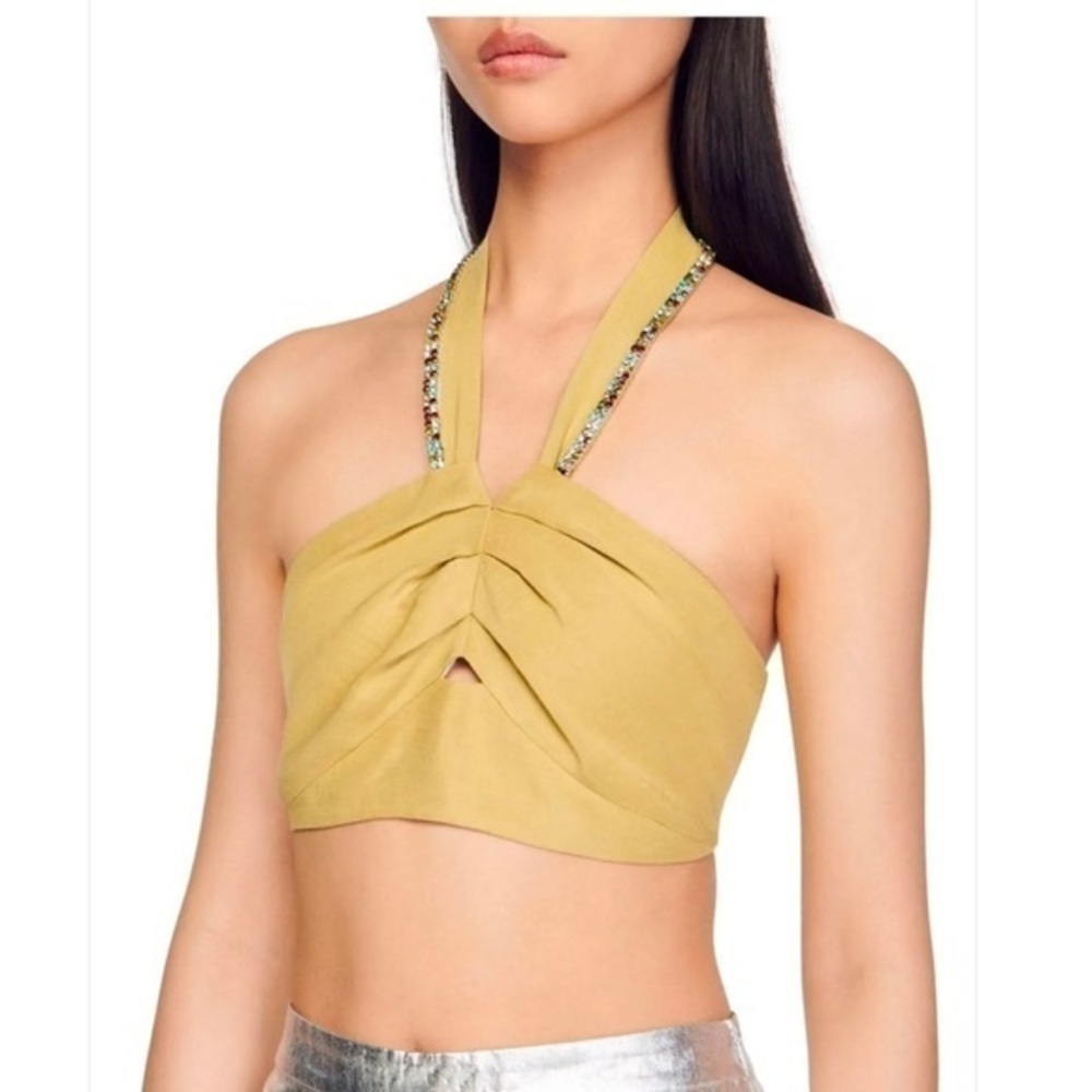NWT Sandro Avedis crop halter top size 2